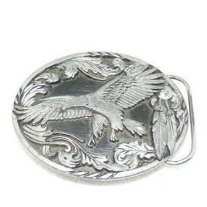 Eagle feathered Silver-Tone Vintage Belt Buckle 4"x3''~bx10